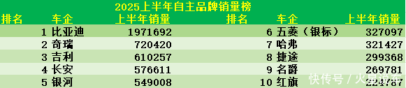 长宏网 上半年“最好卖的”十大国产车：比亚迪狂甩197万，奇瑞排第二